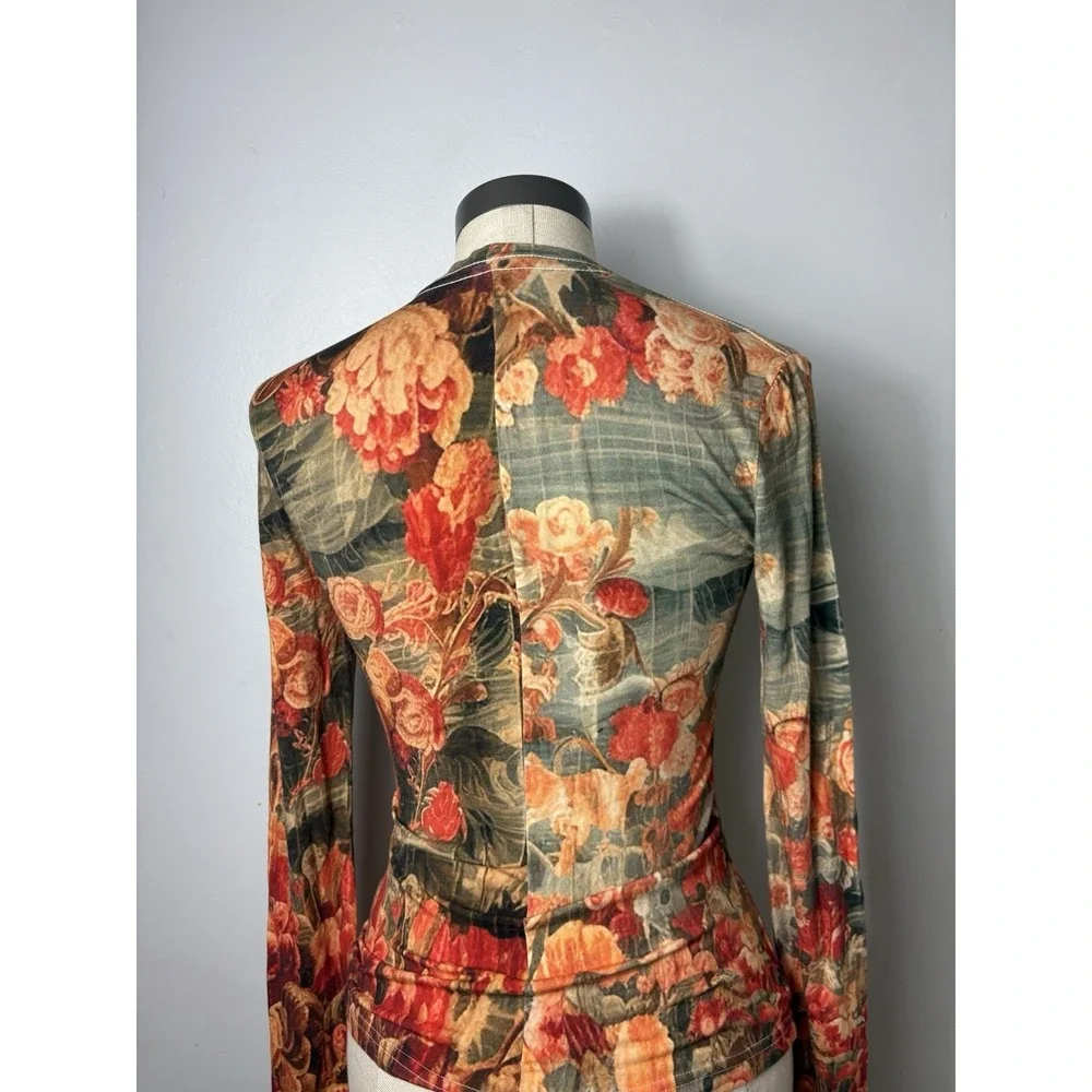 The Kit Women's Boho Artsy Women's S Long Sleeve Vintage Inspired Red Surfer Top - Picture 7 of 10